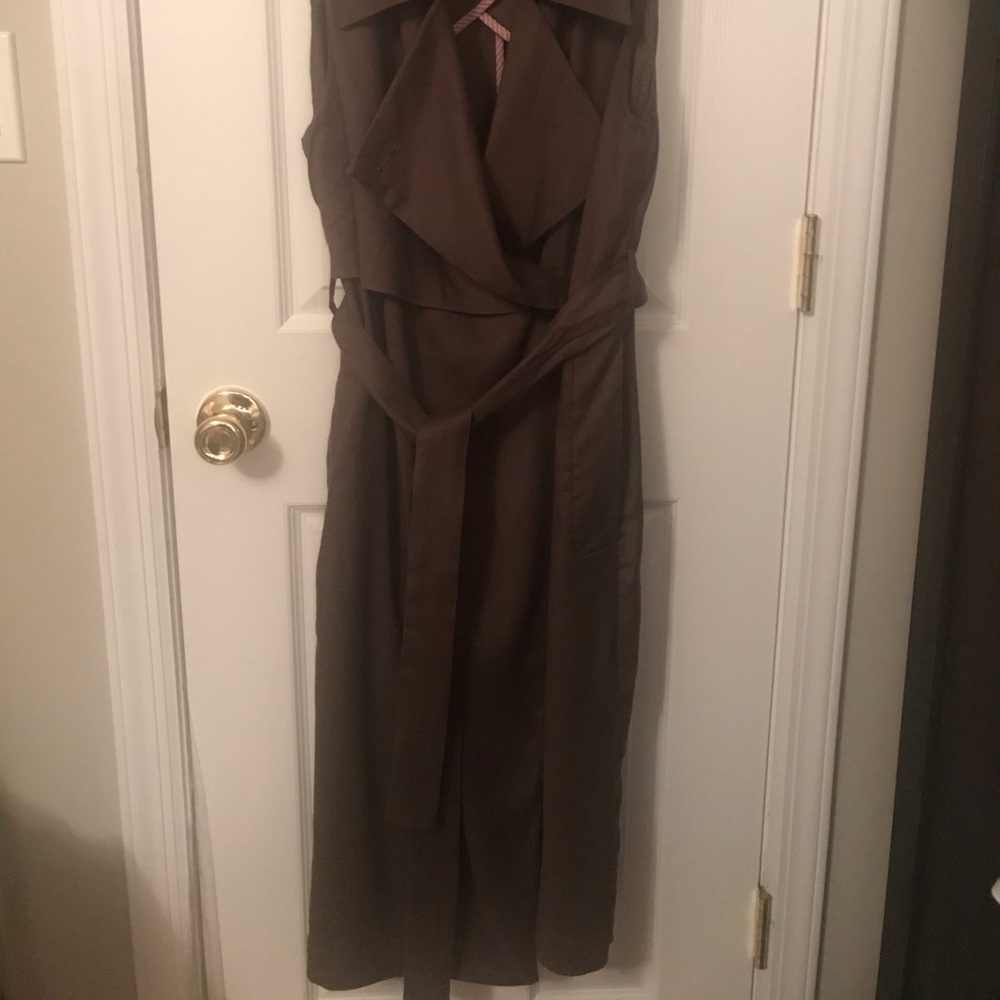 NWOT Army green Anthropologie linen wrap dress - Picture 7 of 10